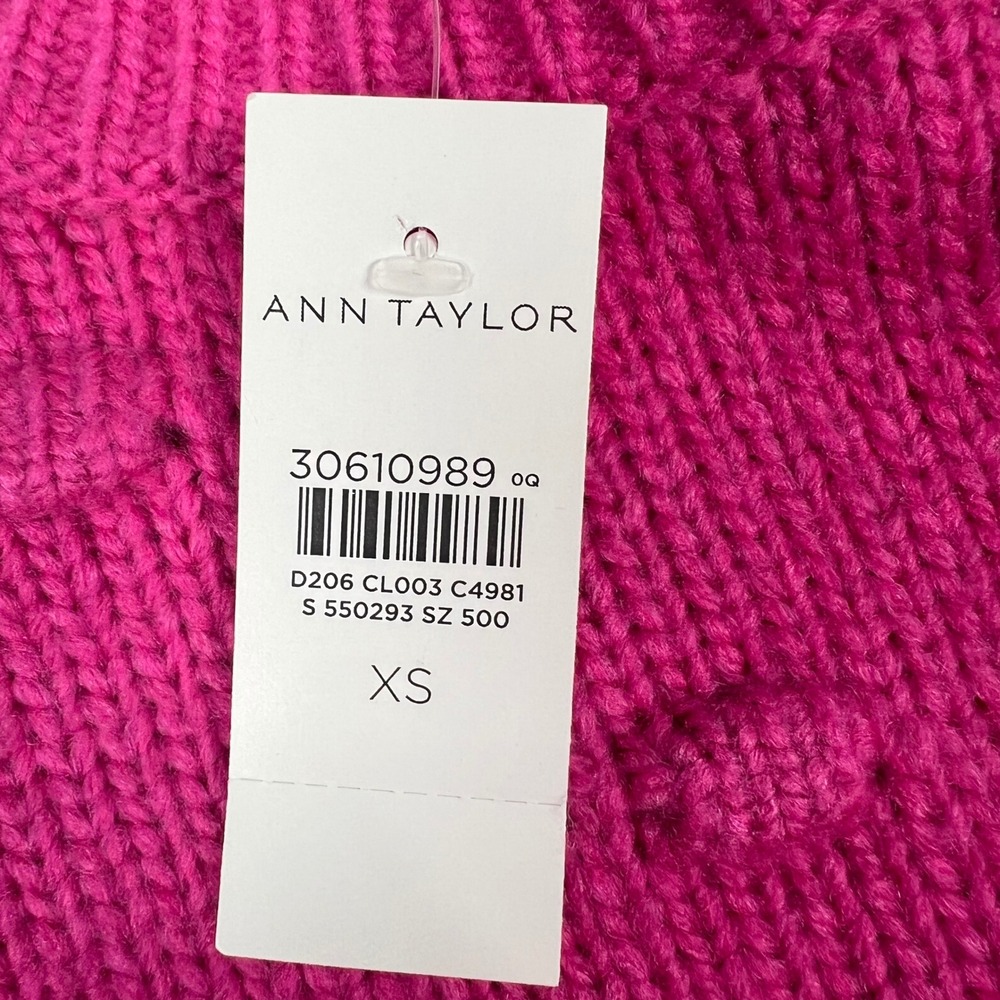 NWT Ann Taylor Bobble Knit Sweater Womens XS Pink Crew Neck Preppy Barbiecore - Picture 10 of 13